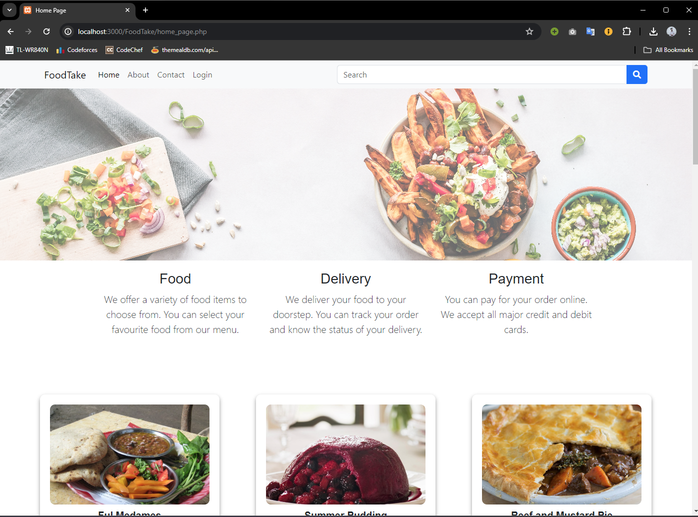 Restaurant Management System landing page preview
